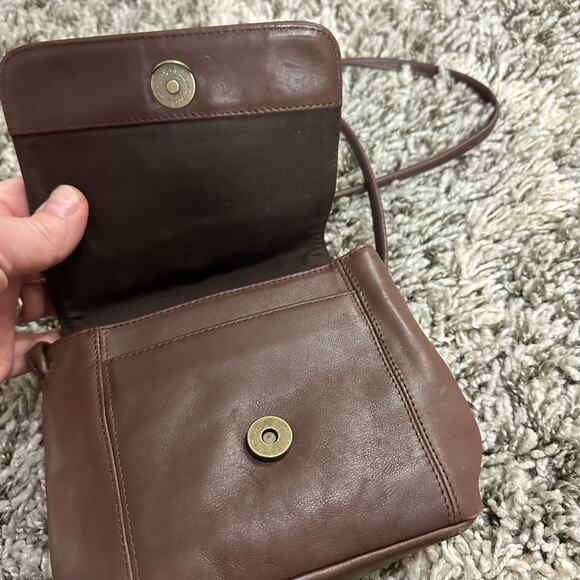 Nine West Brown Leather Crossbody Flap Purse 2000s Y2k Vintage - Picture 5 of 11